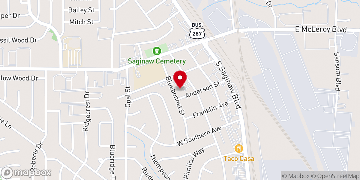 Map showing location of Saginaw United Methodist Church