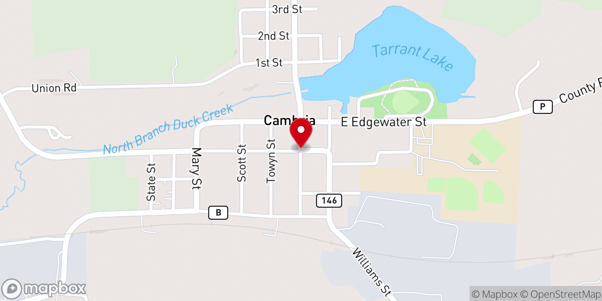 Map showing location of Cambria-Friesland Area Chamber of Commerce
