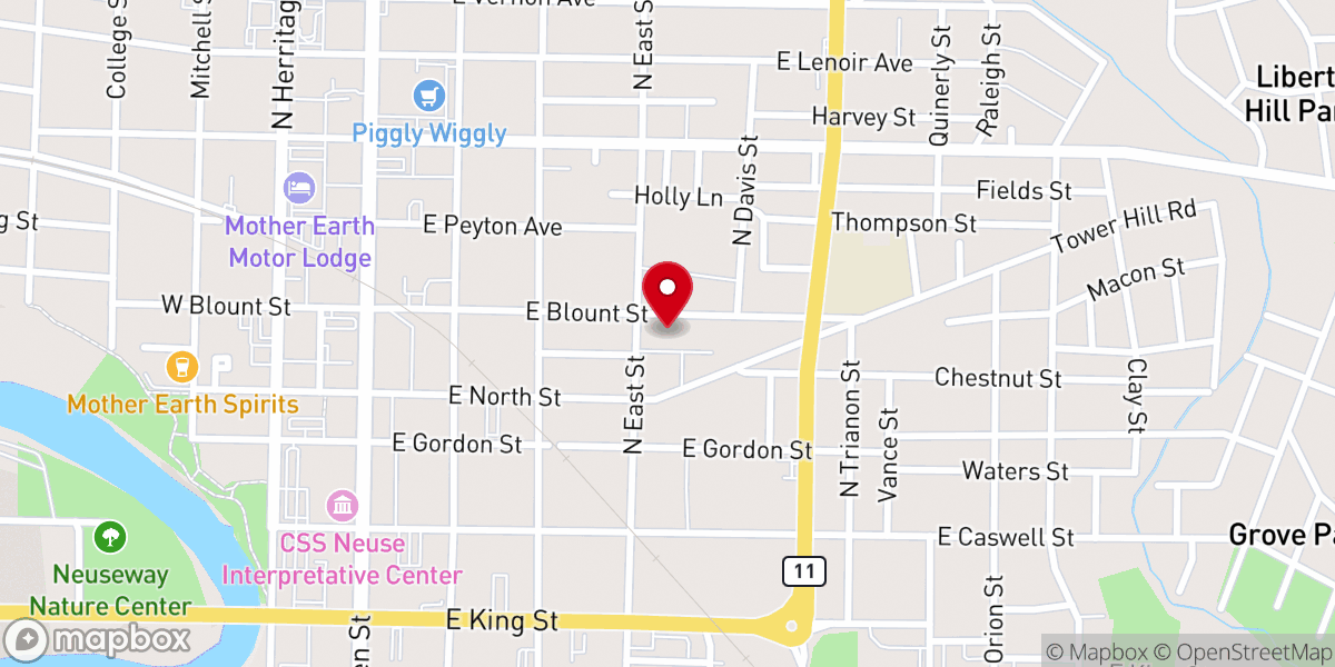 Map showing location of St John Free Will Baptist Church