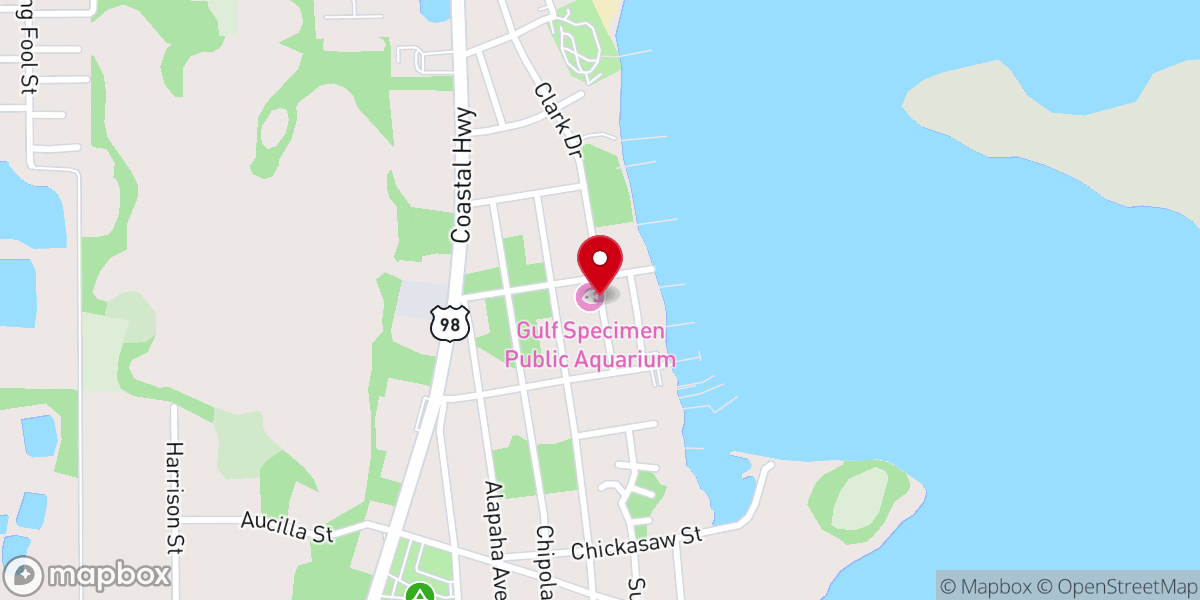 Map showing location of Gulf Specimen Aquarium