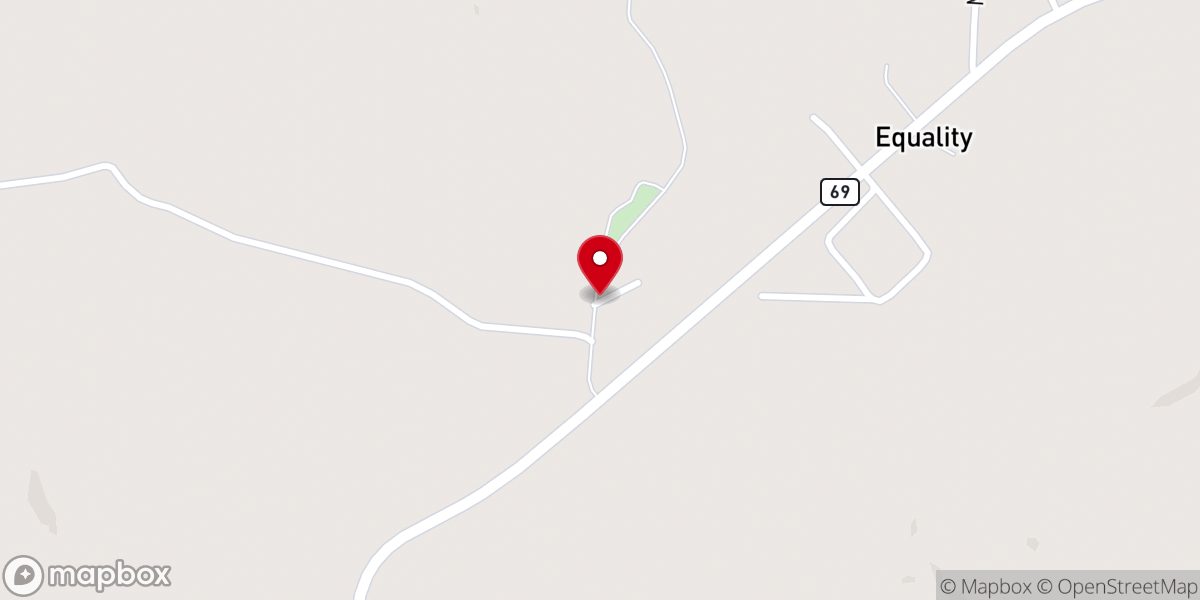 Map showing location of Equality Church