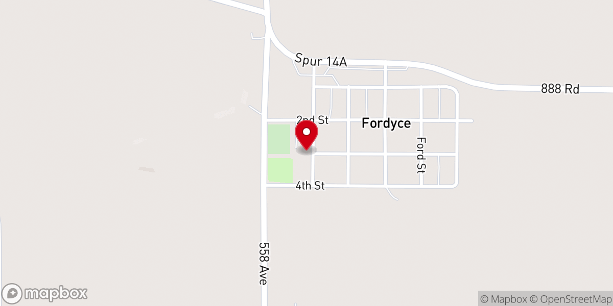Map showing location of Fordyce Parish Center