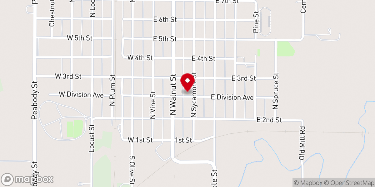 Map showing location of Peabody Christian Church