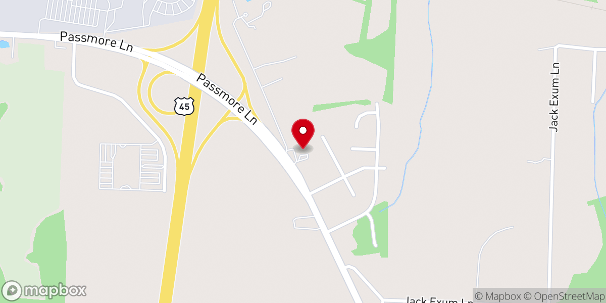 Map showing location of Bible Grove Baptist Church