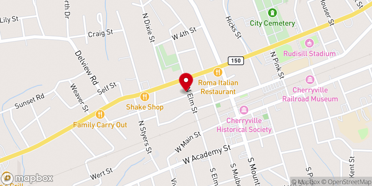 Map showing location of First Church of the Nazarene
