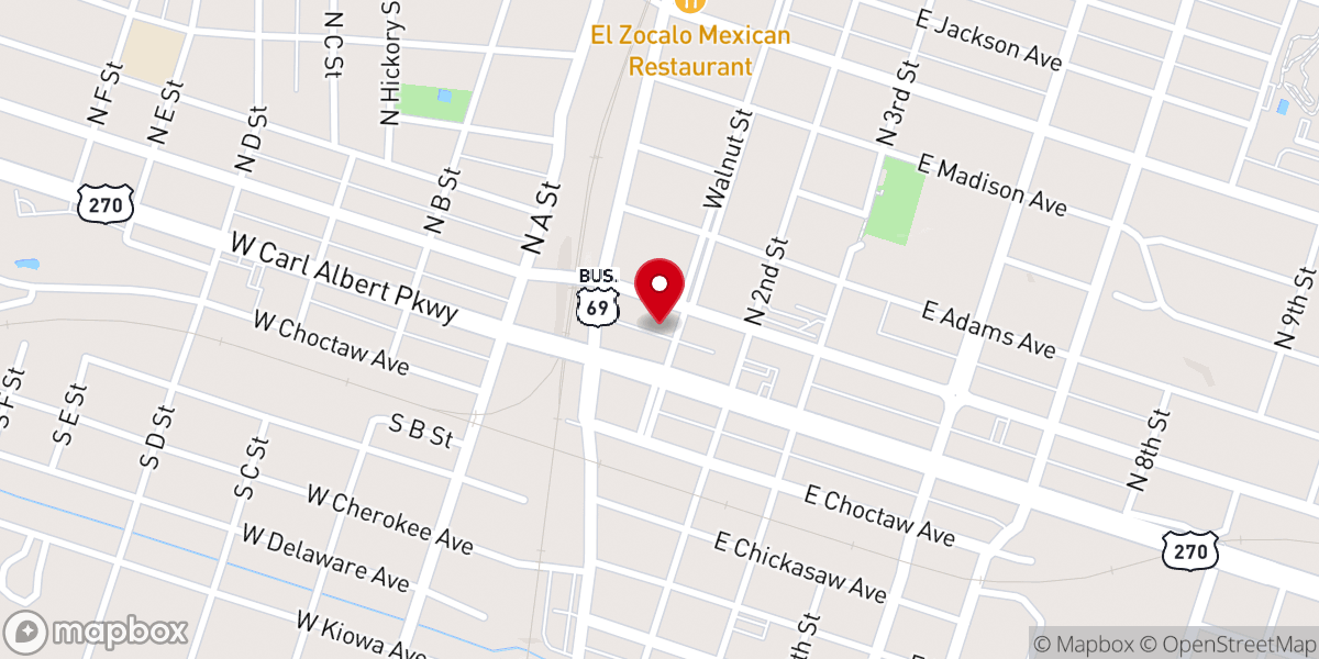 Map showing location of First Christian Church