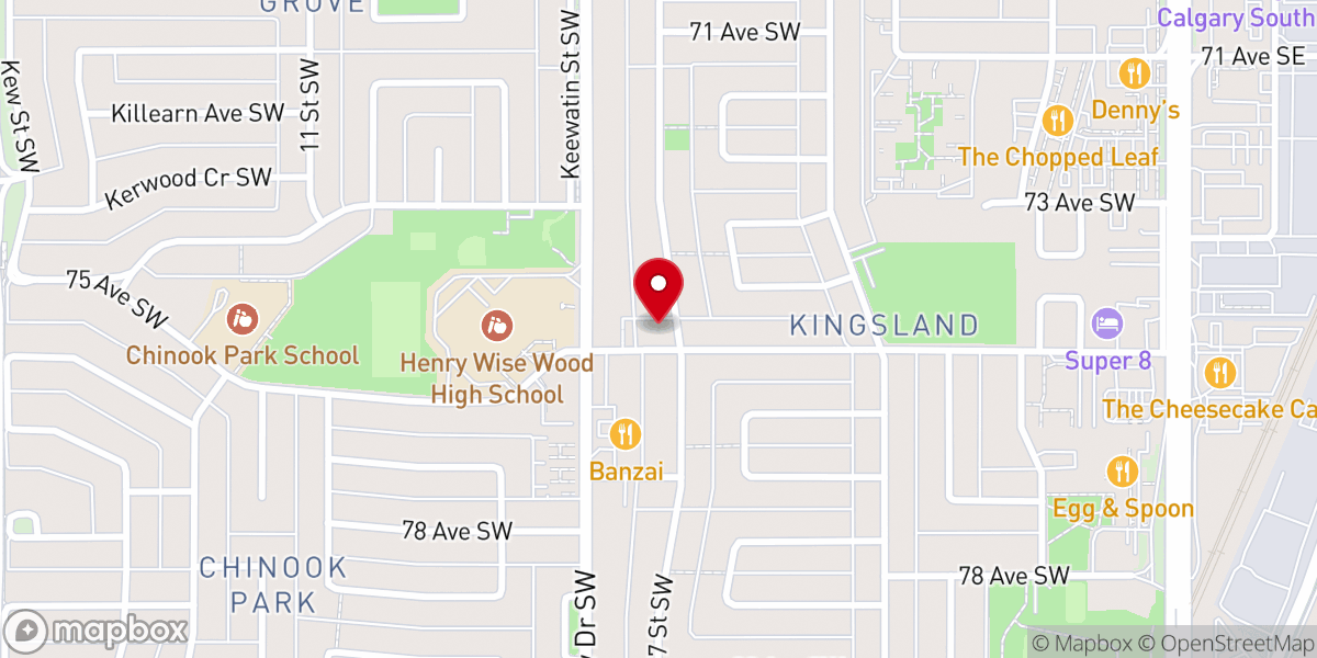 Map showing location of House For All Nations Church (Calgary Campus)