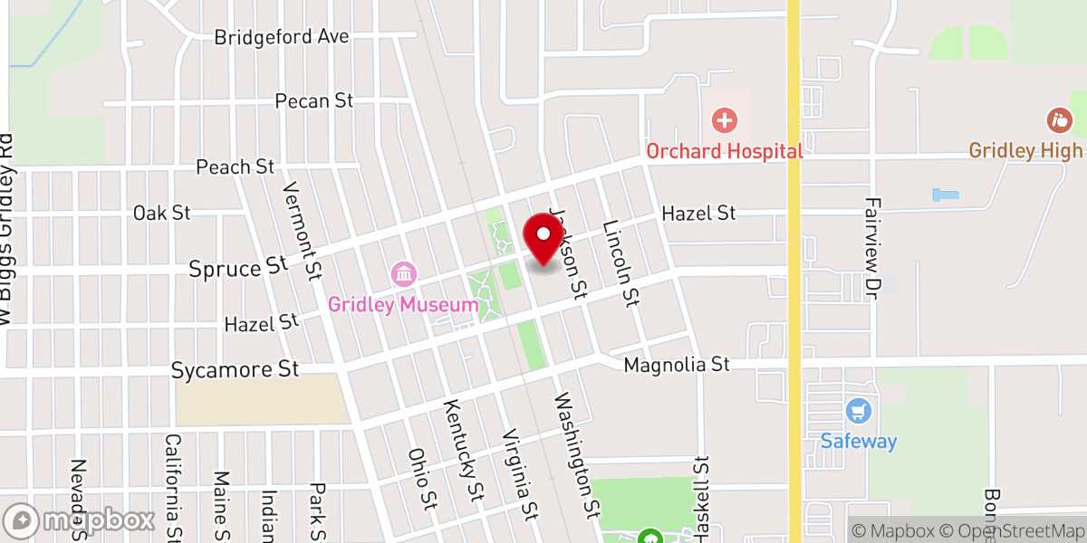 Map showing location of Gridley Christian Church