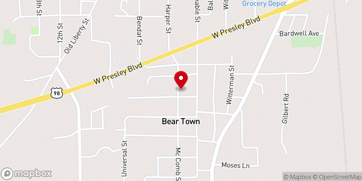 Map showing location of Triumph Church