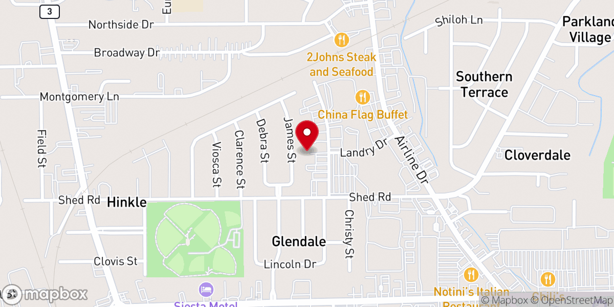 Map showing location of Bossier Parish Emergency Management (Office of Homeland Security and Emergency Preparedness)