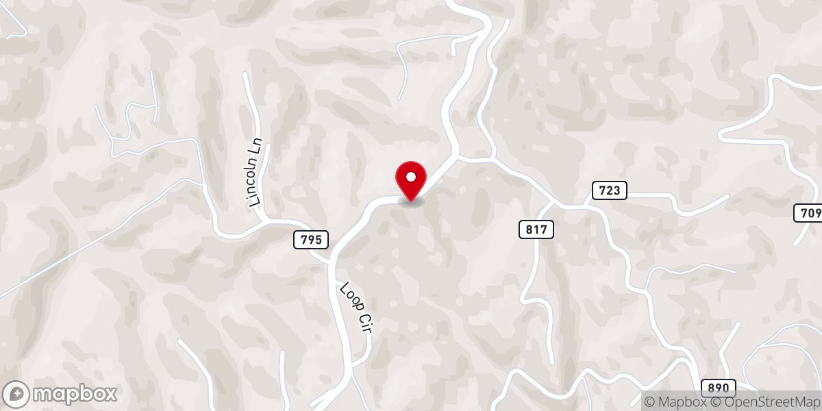 Map showing location of Big Ridge Presbyterian Church