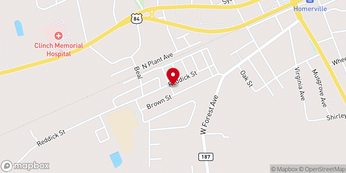 Map showing location of Morning Baptist Church