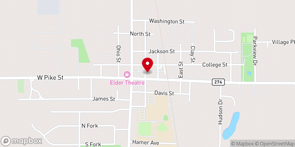 Map showing location of Jackson Center Methodist Church