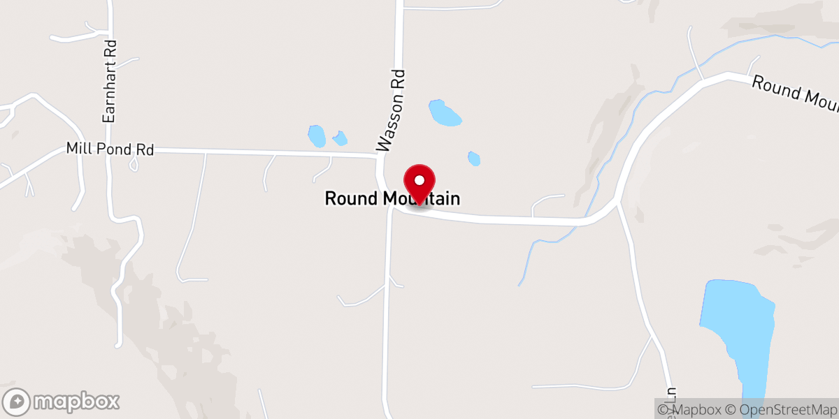 Map showing location of Round Mountain Church