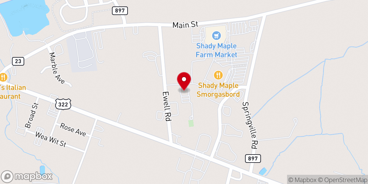 Map showing location of Blue Ball Mennonite Church