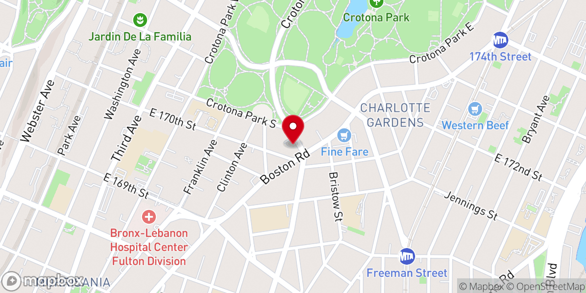 Map showing location of Trinity Memorial Baptist Church