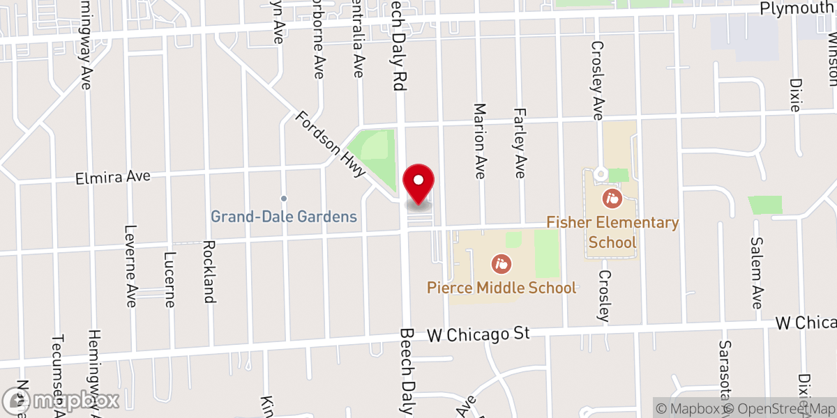 Map showing location of Redford Aldersgate United Methodist Church
