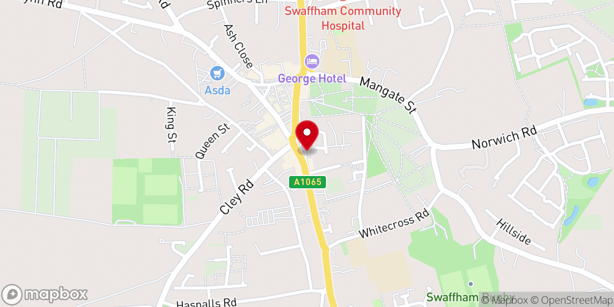 Map showing location of Swaffham Methodist Church