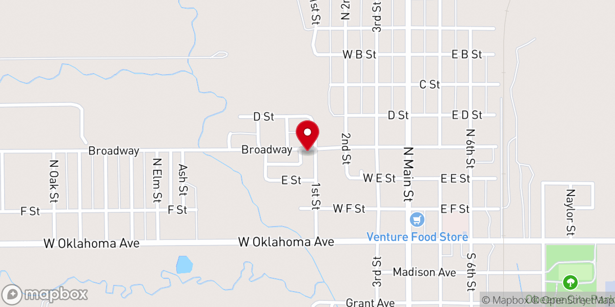 Map showing location of Mennonite Brethren Church of Okeene