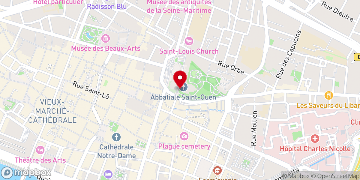 Map showing location of Abbatiale Saint-Ouen