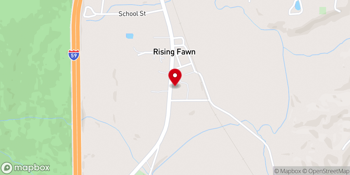 Map showing location of Rising Fawn Methodist Church