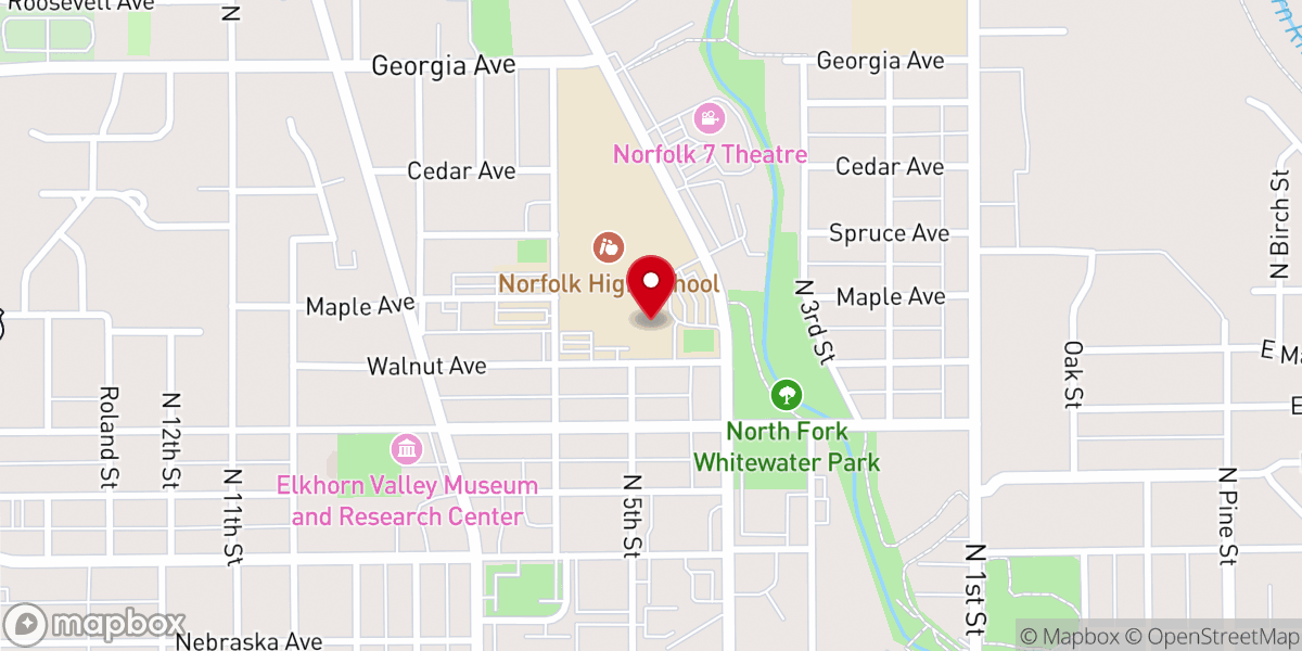 Map showing location of Norfolk's Johnny Carson Theater