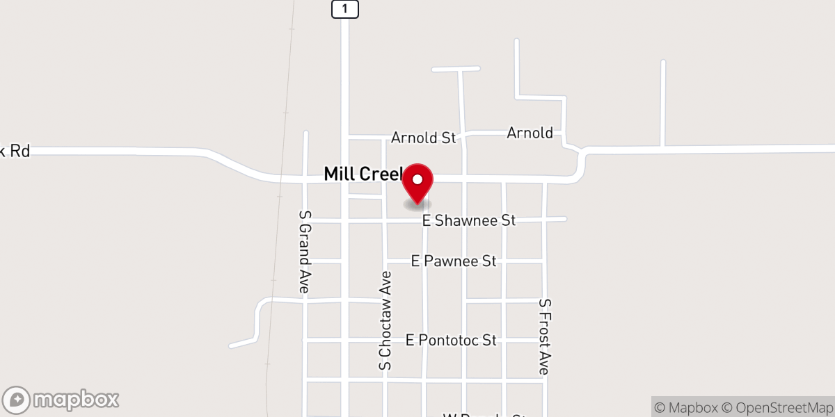 Map showing location of Mill Creek Pentecostal Holiness Church