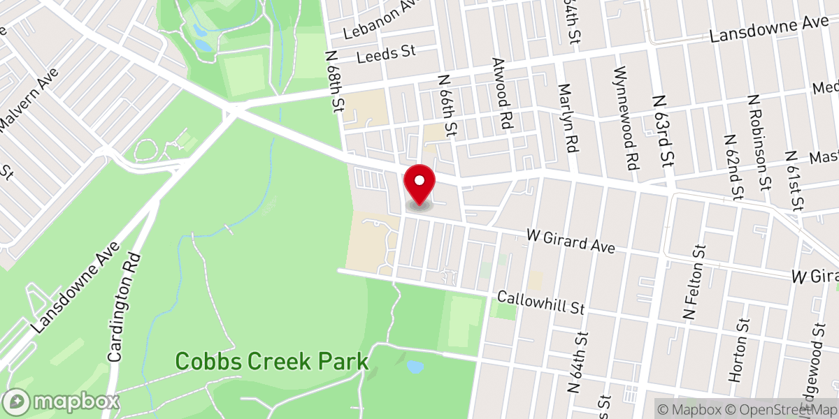 Map showing location of Overbrook Assembly of God