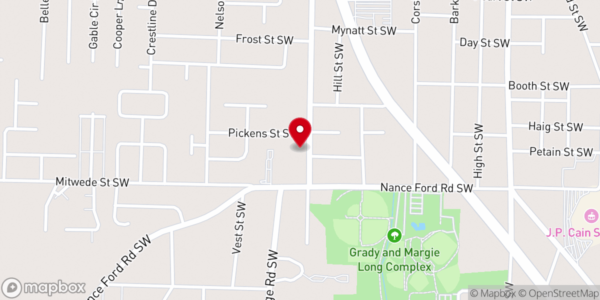 Map showing location of Pattillo Street Church of God