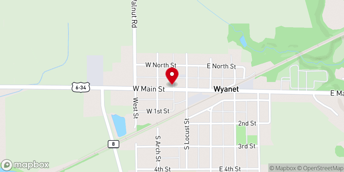 Map showing location of United Methodist Church