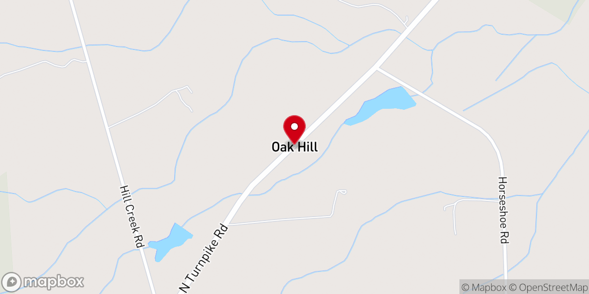 Map showing location of Oak Hill Missionary Baptist Church
