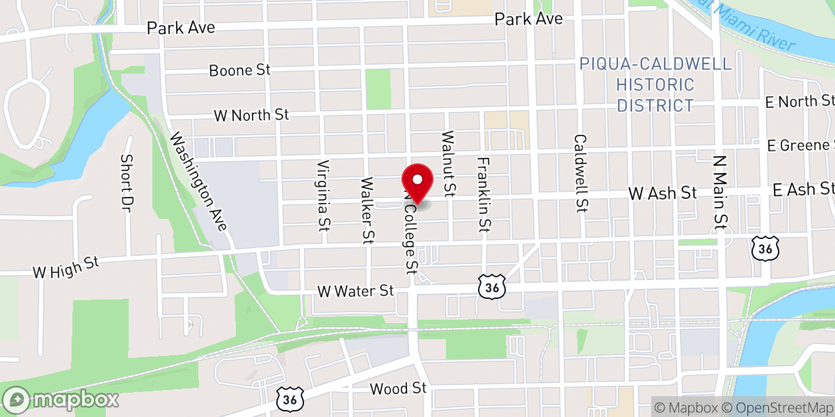 Map showing location of Piqua's United Pentecostal Church