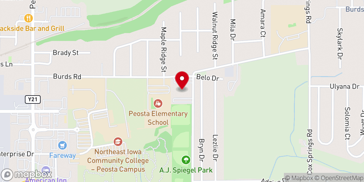 Map showing location of Crossroads Church Peosta