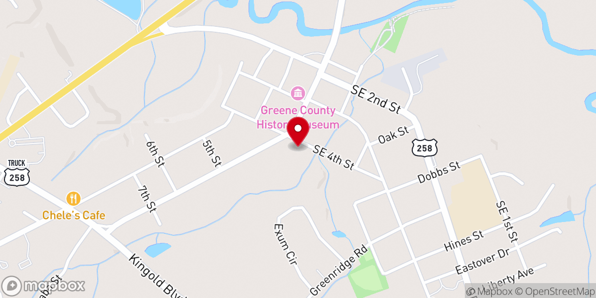 Map showing location of Snow Hill Presbyterian Church