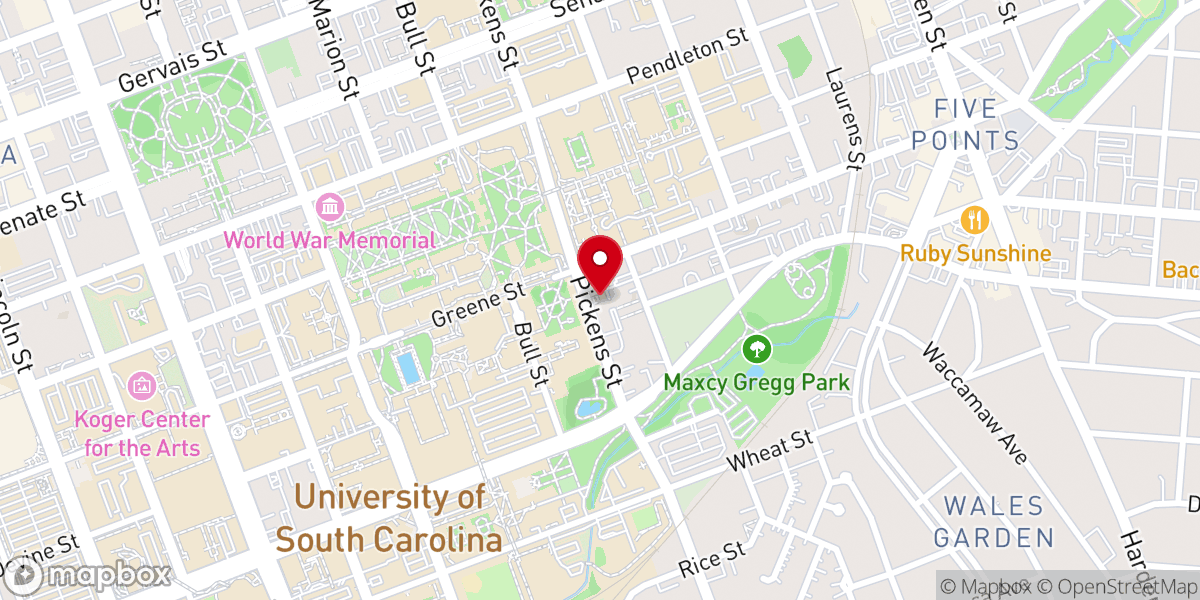 Map showing location of Methodist Student Network - Columbia Wesley