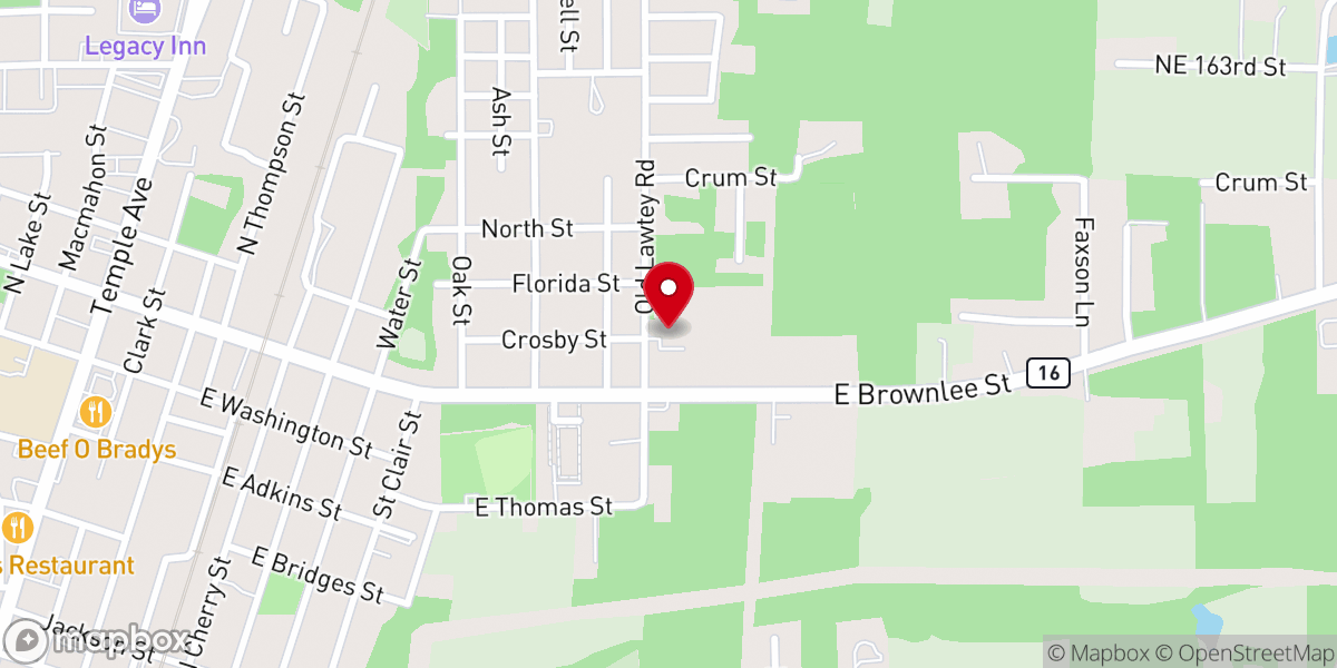 Map showing location of Starke Church of God by Faith