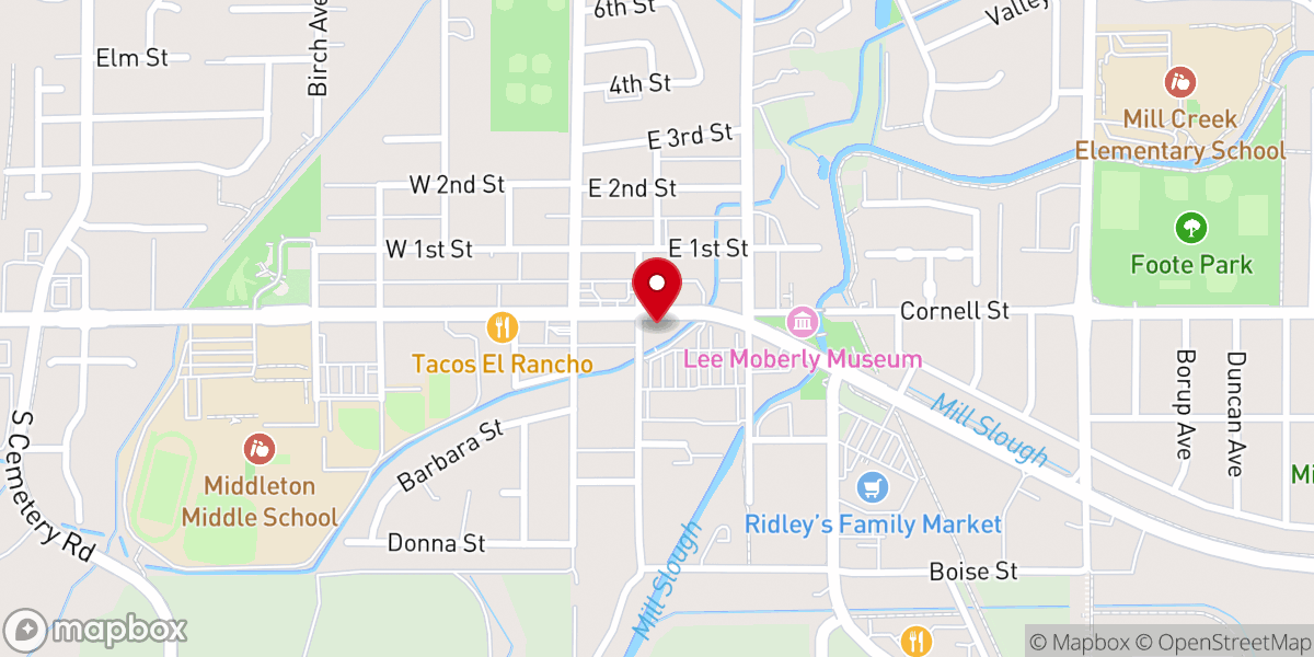 Map showing location of Middleton United Methodist Church