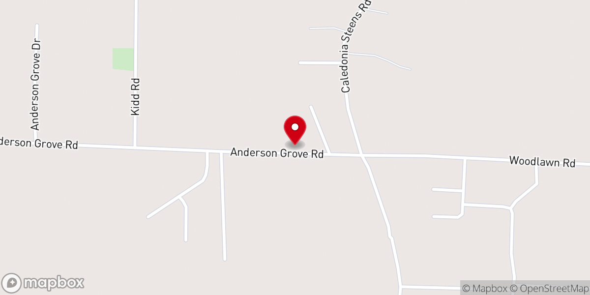 Map showing location of Anderson Grove Church