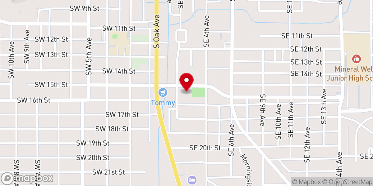 Map showing location of Mineral Wells Church of Christ
