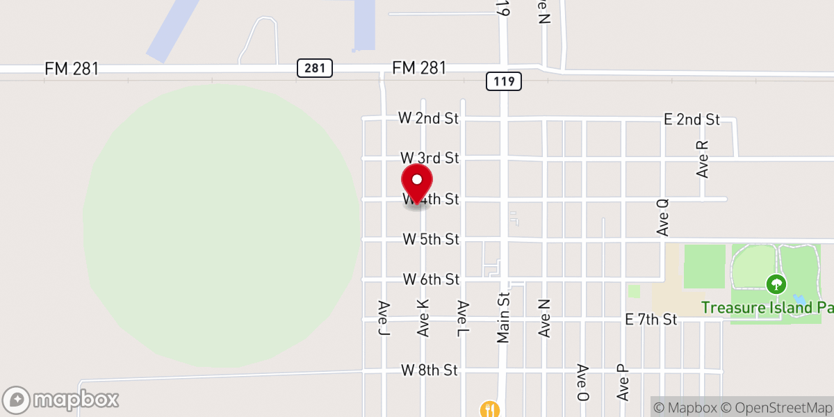 Map showing location of Sunray Baptist Church