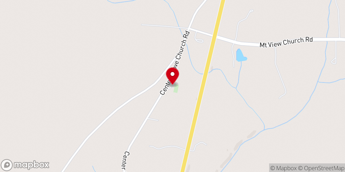 Map showing location of Center Grove Church