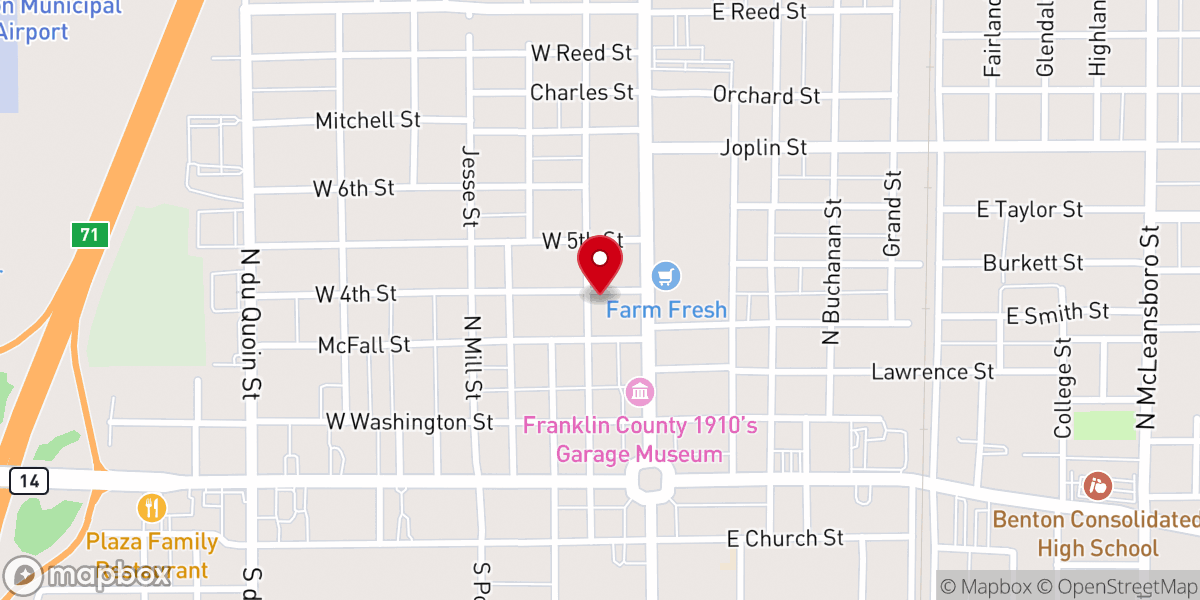Map showing location of Benton Sabbath Baptist Church