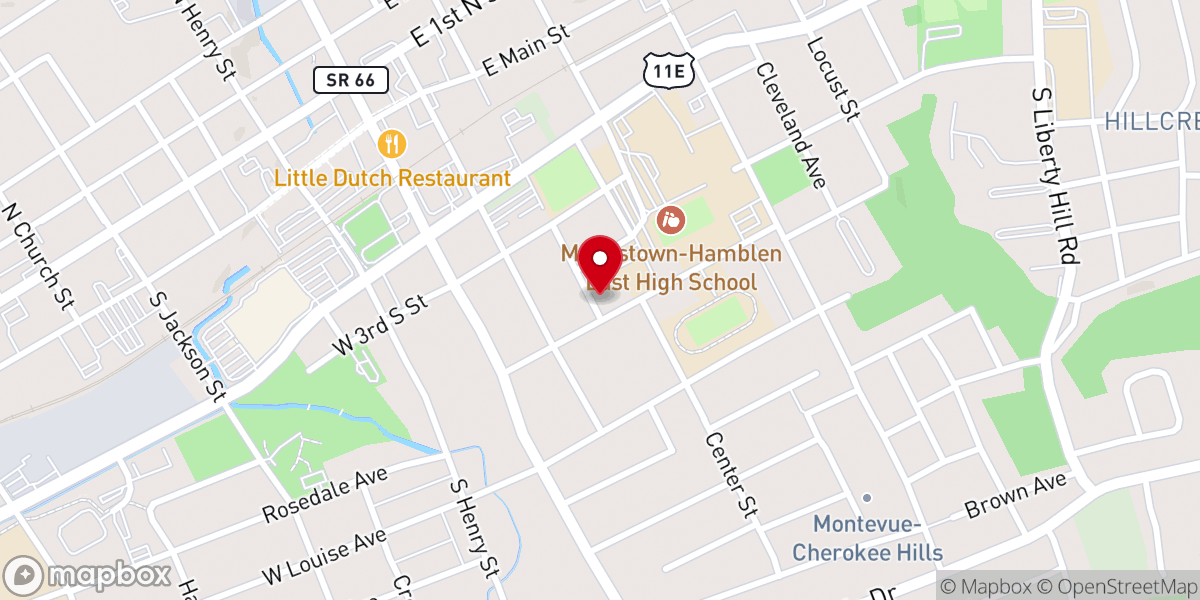 Map showing location of Montvue Baptist Church