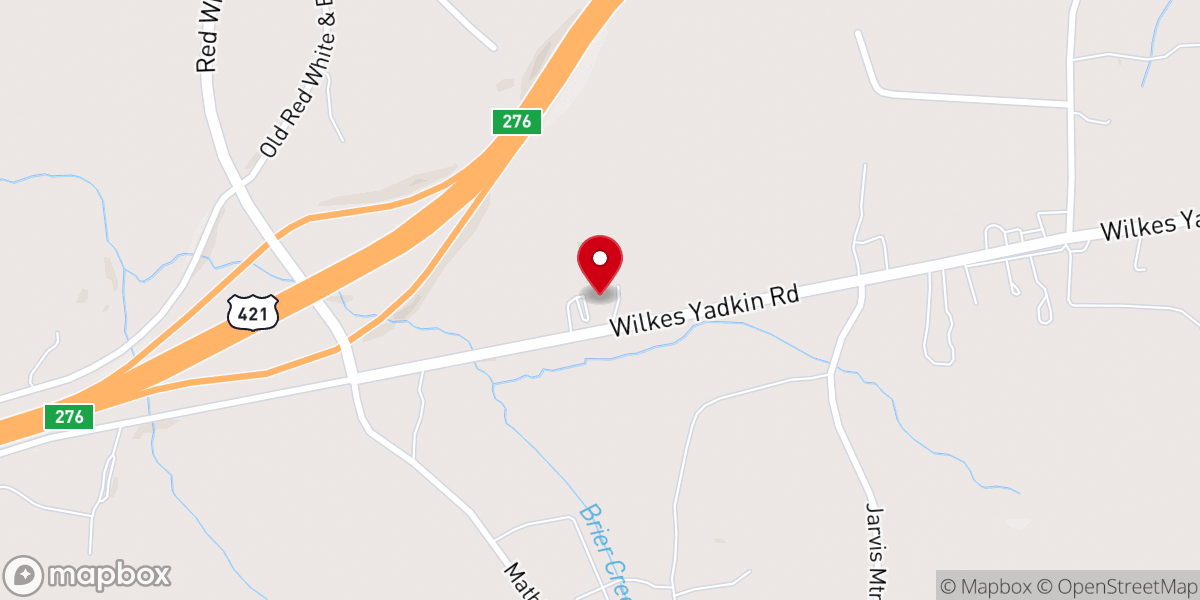 Map showing location of Cranberry Baptist Church