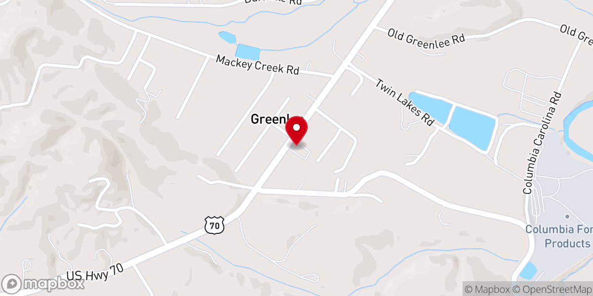 Map showing location of Greenlee Church