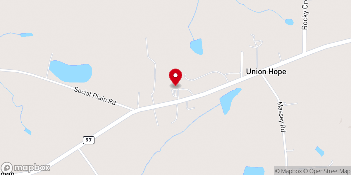 Map showing location of Union Hope Baptist Parsonage