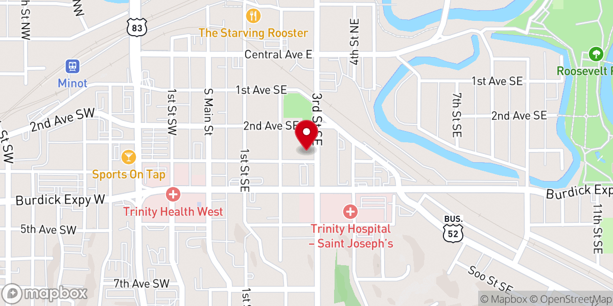 Map showing location of Bethany Lutheran Church