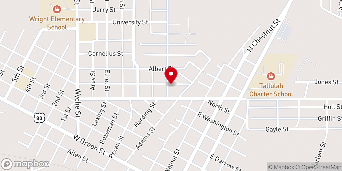 Map showing location of Tallulah First SDA Church