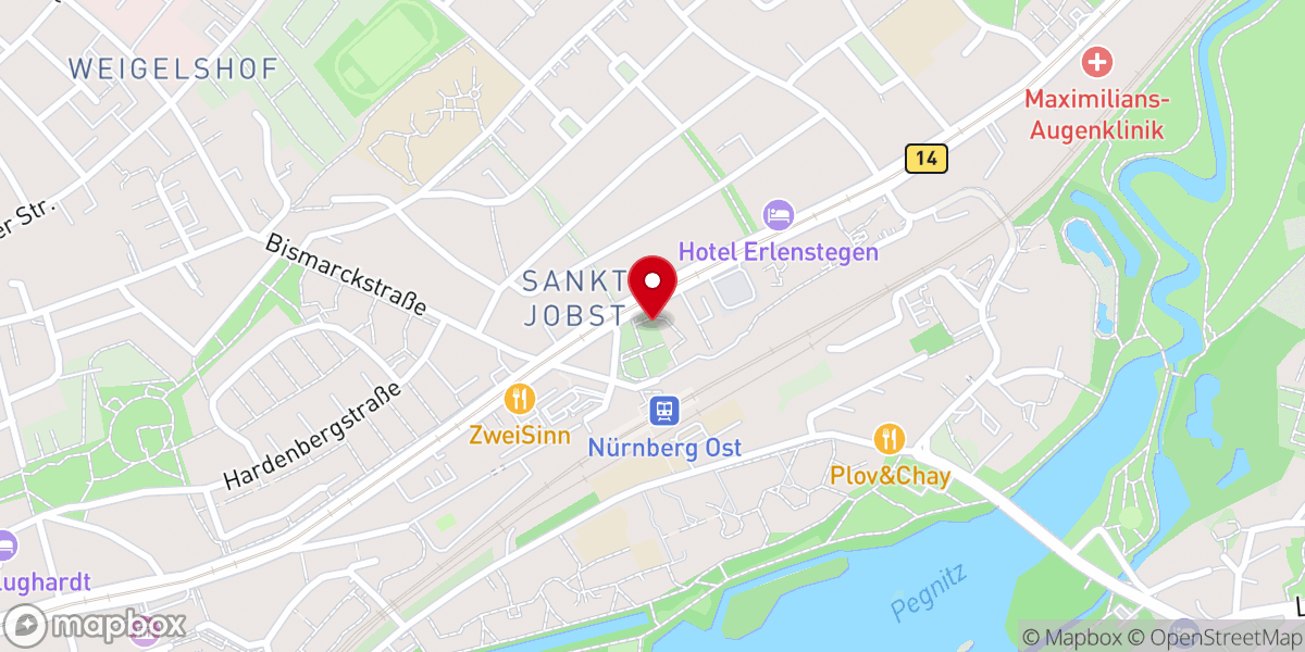 Map showing location of St. Jobst - Evangelisch-Lutherische Kirchengemeinde Nürnberg-St. Jobst