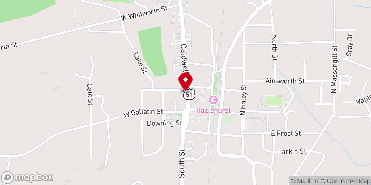 Map showing location of Hazlehurst Methodist